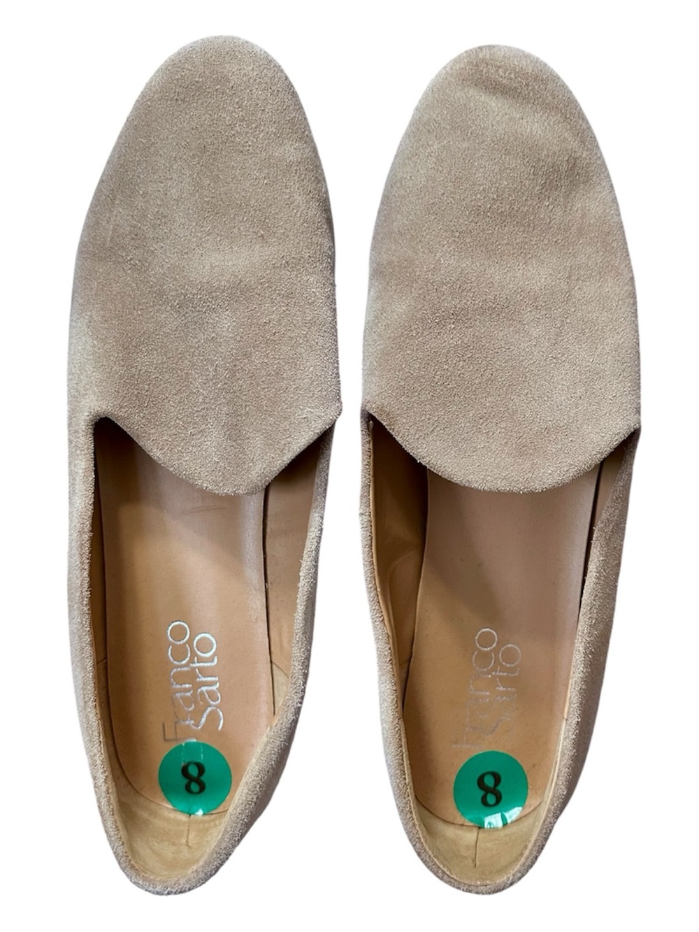 Franco Sarto Neutral Beige Suede Slip-On Loafers